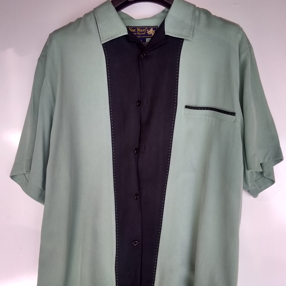 Nat Nast 100% Silk short sleeve shirt, men' Large